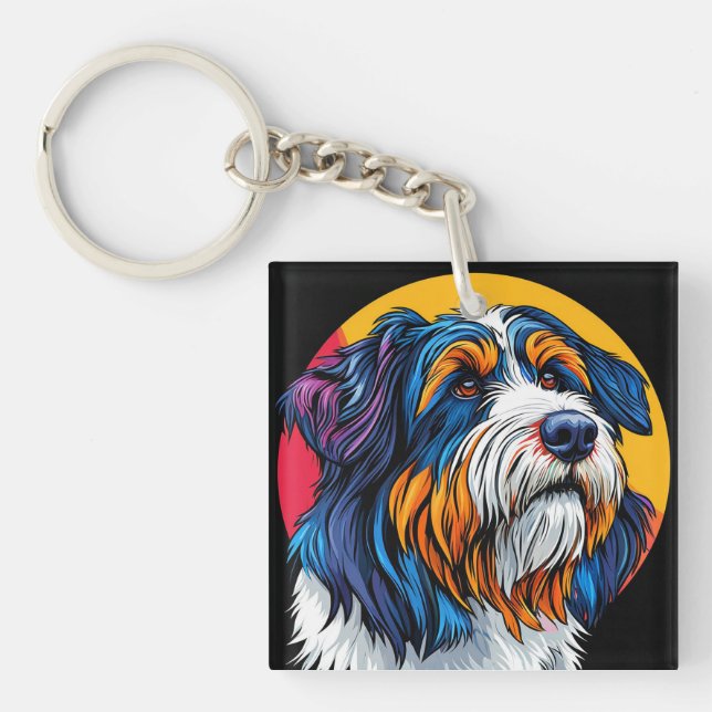 Dog Illustrating Vibrant Creativity Keychain (Front)