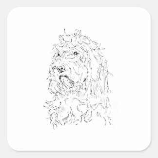 Dog Illustration, Cute Art Cockapoo Square Sticker