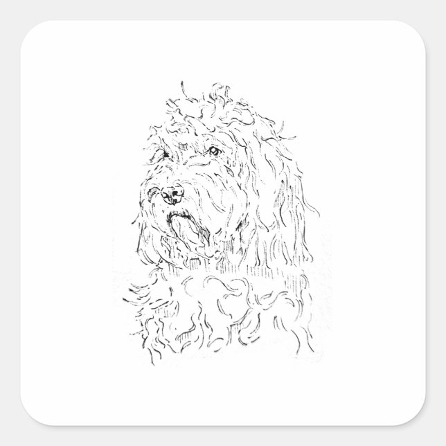 Dog Illustration, Cute Art Cockapoo Square Sticker (Front)