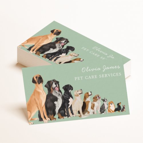 Dog illustrations dog walker sitter business card