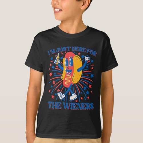 Dog Im Just Here For The Wieners 4th Of July 2  T_Shirt