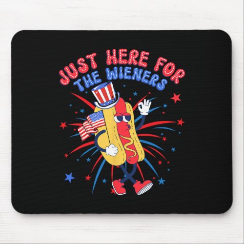 Dog Im Just Here For The Wieners 4th Of July 3  Mouse Pad