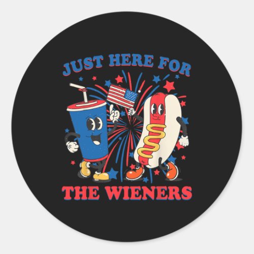 Dog Im Just Here For The Wieners 4th Of July  Classic Round Sticker