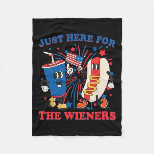 Dog Im Just Here For The Wieners 4th Of July  Fleece Blanket