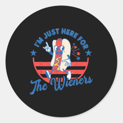 Dog Im Just Here For The Wieners 4th Of July Funn Classic Round Sticker