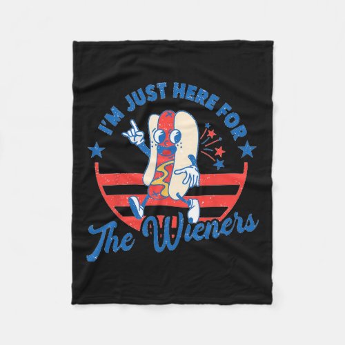 Dog Im Just Here For The Wieners 4th Of July Funn Fleece Blanket