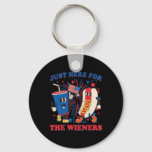 Dog Im Just Here For The Wieners 4th Of July  Keychain