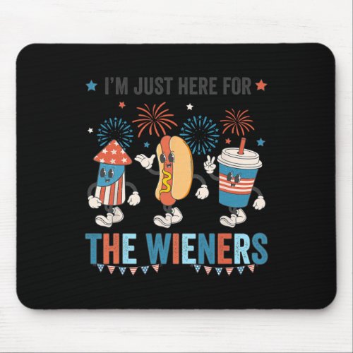 Dog Im Just Here For The Wieners Cute Retro 4th O Mouse Pad