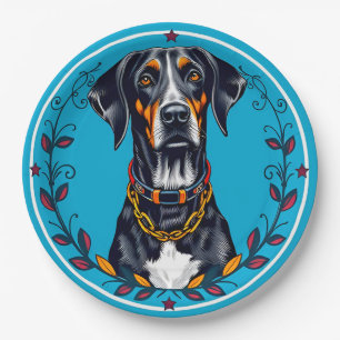 Dog in a Circular Floral Design Paper Plates