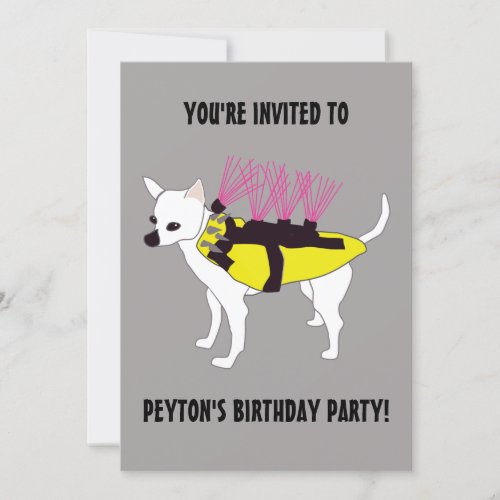 Dog in a Coyote Vest Boys Birthday Party Invitation