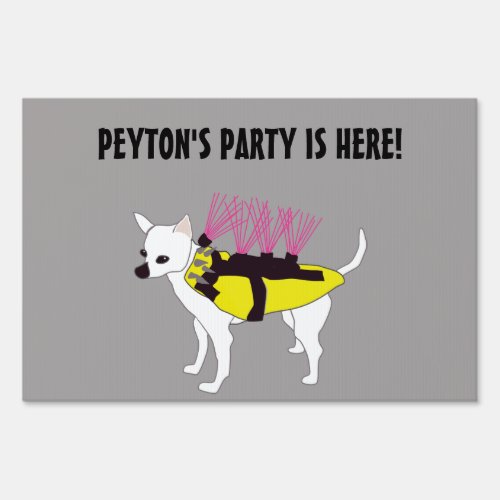 Dog in a Coyote Vest Boys Birthday Party Sign