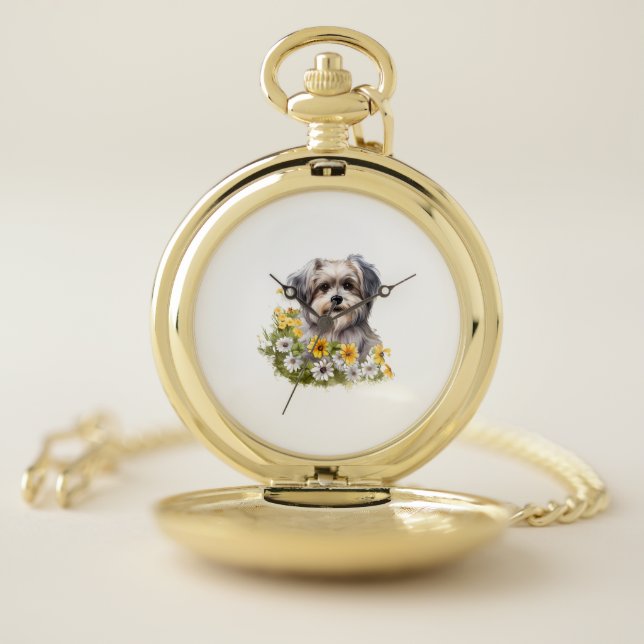 Dog in a Flower Garden Pocket Watch (Inside)