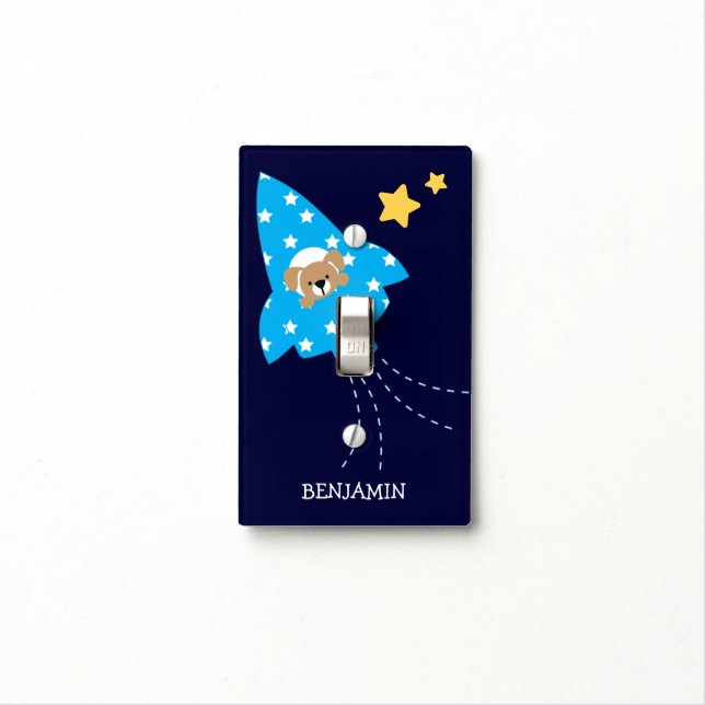 Dog in a Rocket Ship Personalized Light Switch Cover (In Situ)