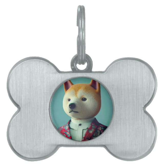 Dog in a suit pet ID tag (Front)