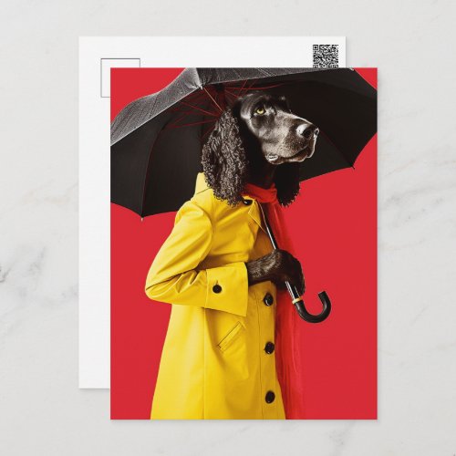 Dog in a Yellow Raincoat Postcard