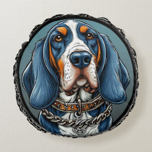 Dog in an Artistic Design Round Pillow