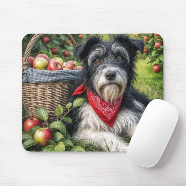 Dog In Apple Orchard Mouse Pad (With Mouse)