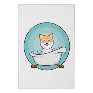 Dog in Bathtub Faux Canvas Print