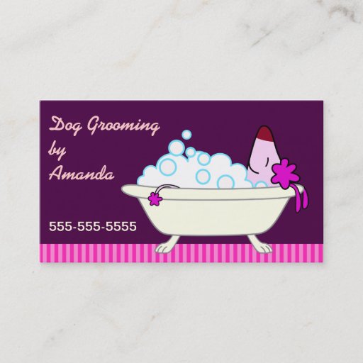Customizable Dog in Bathtub - Pet Groomer Business Cards