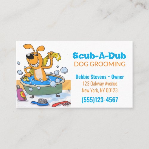 Dog In Bathtub Pet Grooming Service Business Card