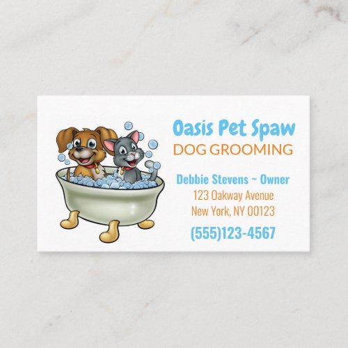 Dog In Bathtub Pet Grooming Service Business Card