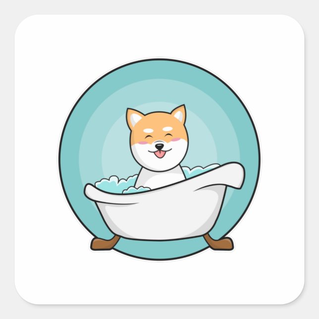 Dog in Bathtub Square Sticker (Front)