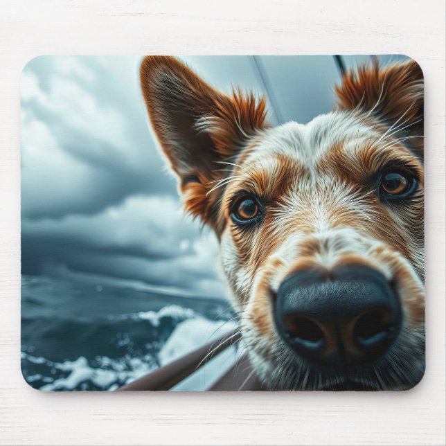 Dog in Bed of RV Mouse Pad (Front)