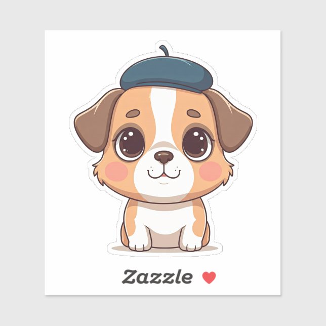 Dog in beret sticker (Sheet)