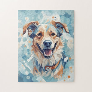 Dog in blue mosaic jigsaw puzzle