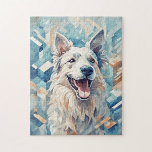 Dog in blue mosaic jigsaw puzzle