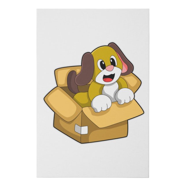 Dog in Box Faux Canvas Print (Front)
