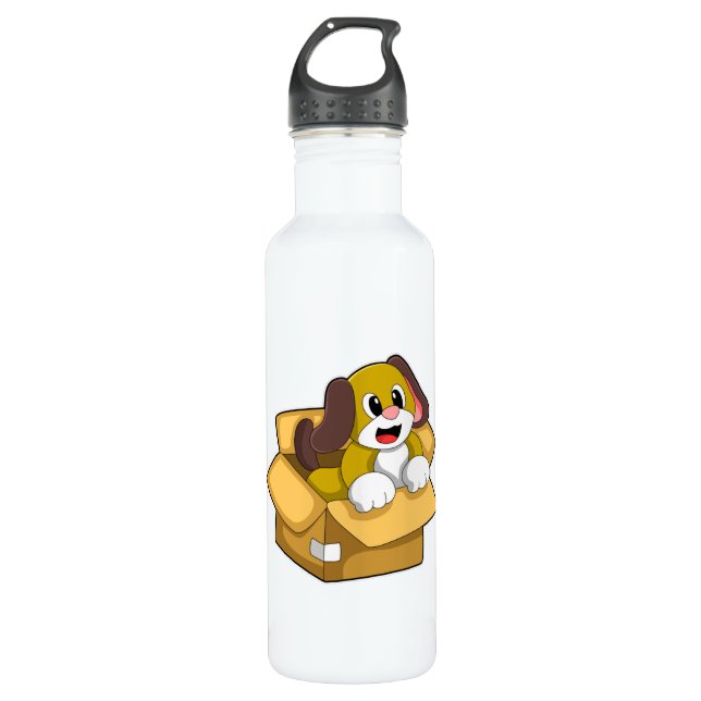 Dog in Box Stainless Steel Water Bottle (Front)