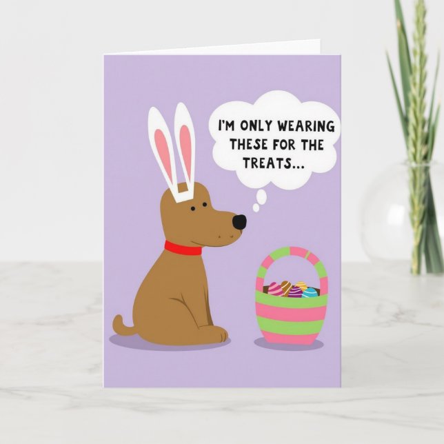 Dog In Bunny Ears Treat Time Card (Front)