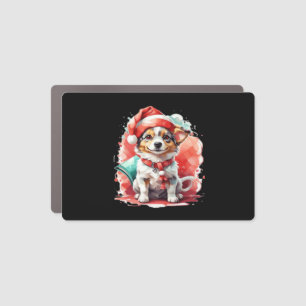 Dog in Christmas Hat - Christmas Tale Oversized T- Car Magnet