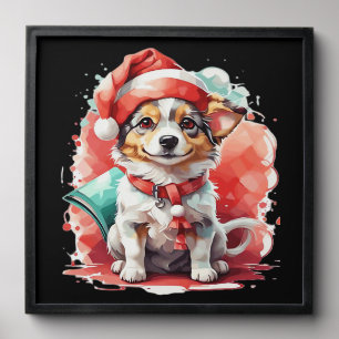 Dog in Christmas Hat - Christmas Tale Oversized T- Peel And Stick Photo Tile