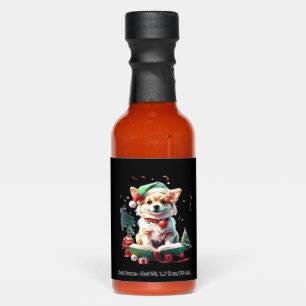 Dog in Christmas Hat with Books - A Perfect Christ Hot Sauces