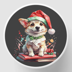 Dog in Christmas Hat with Books - A Perfect Christ Mini Candle Favors