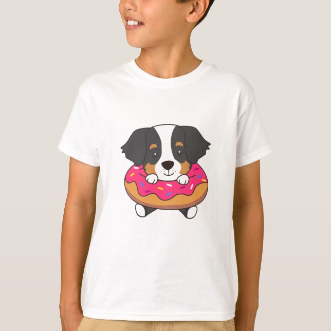 Dog In Donat Bernese Mountain Dog Pink Donuts T-Shirt (Front)