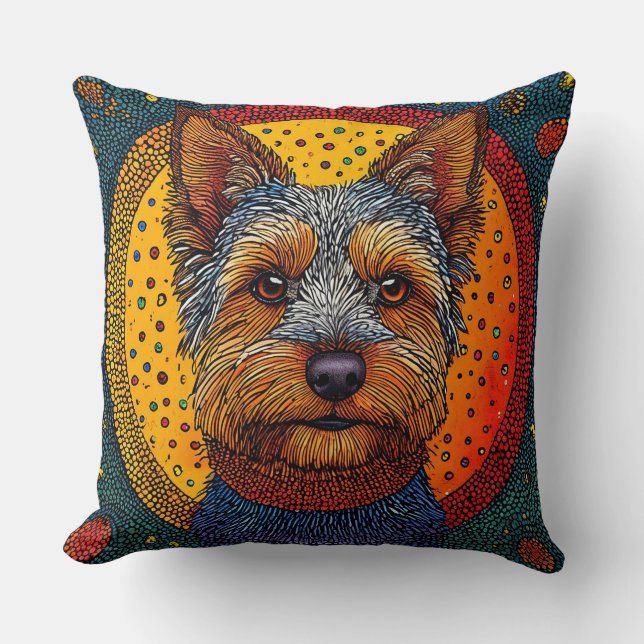 Dog in Dot Art Style Throw Pillow (Front)