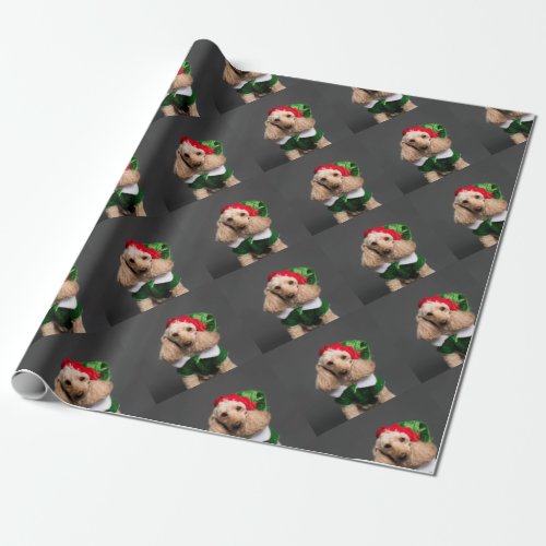 Dog in Elf Costume Wrapping Paper