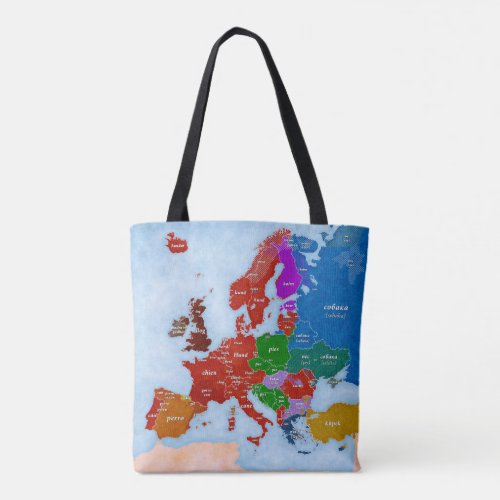 Dog in European Languages Map Bag