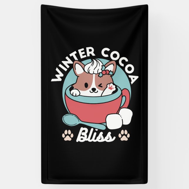 Dog in Festive Mug for Holiday Vibes - Winter Coco Banner (Vertical)