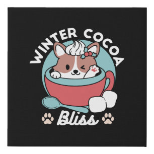 Dog in Festive Mug for Holiday Vibes - Winter Coco Faux Canvas Print