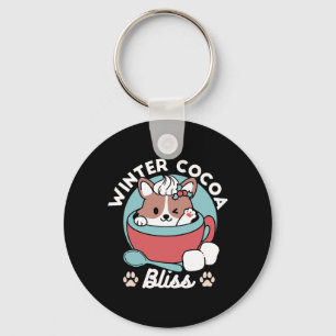 Dog in Festive Mug for Holiday Vibes - Winter Coco Keychain