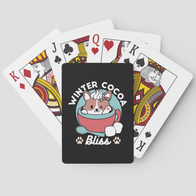 Dog in Festive Mug for Holiday Vibes - Winter Coco Poker Cards (Back)