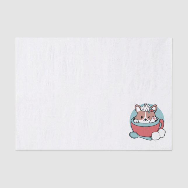 Dog in Festive Mug for Holiday Vibes - Winter Coco Tissue Paper (Front)