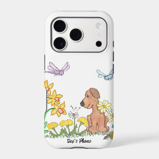 Dog in Flower Garden iPhone 17 Pro Case