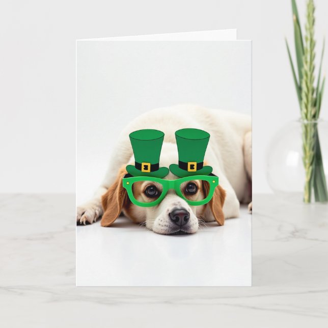 Dog In Glasses St Patricks Day Card (Front)