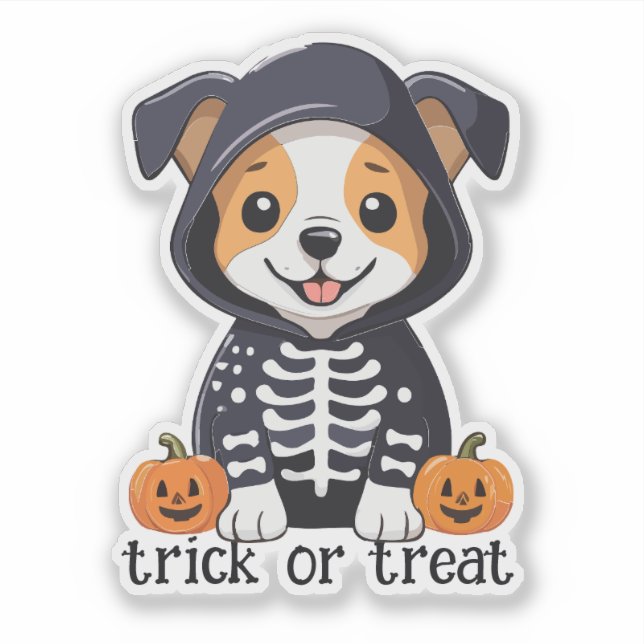 Dog in Halloween Costume Sticker (Front)