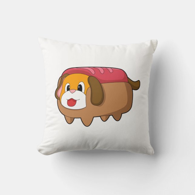 Dog in Hotdog Throw Pillow (Front)